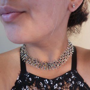 CHOKER - Sterling Silver & Black AB Swarovski